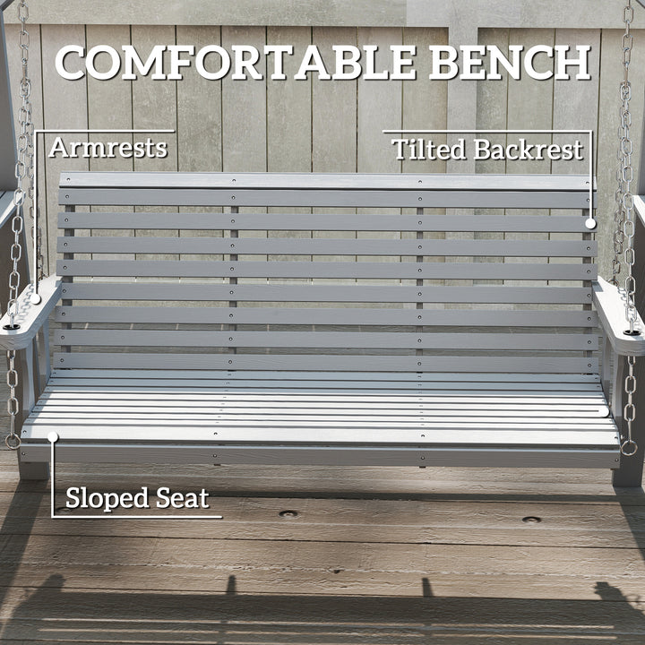 Three-Seater Wooden Swing Bench, Dark Grey