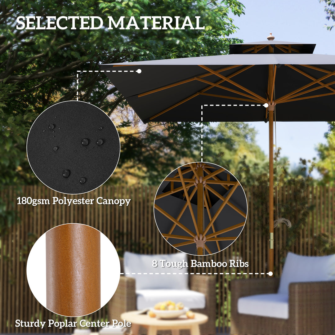 3 m Square Canopy Parasol - Black