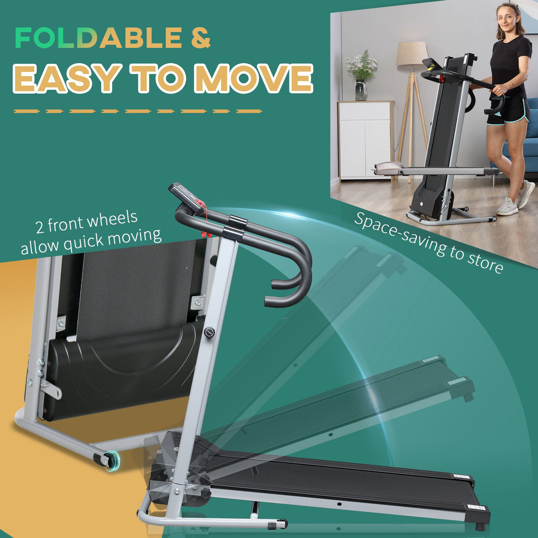MCL Folding Treadmill with Incline, Walking Pad Treadmill for Home, 1-10km/h Under Desk Running Machine with LCD Display and Wheels, No Assembly, Grey