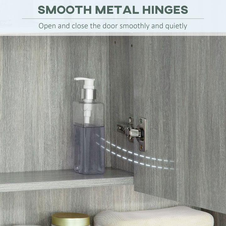 MCL Bathroom Mirror Cabinet, Wall Mounted Storage Cabinet with Adjustable Shelves, 3 Doors and Cupboards, Grey
