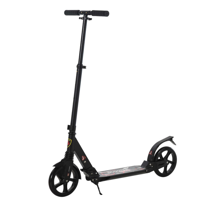 Folding Kick Scooter, Adjustable Ride On Scooter with 200mm Big Wheels and Double Shock Absorption, Urban Scooter for 14+ Teens Adult, Black