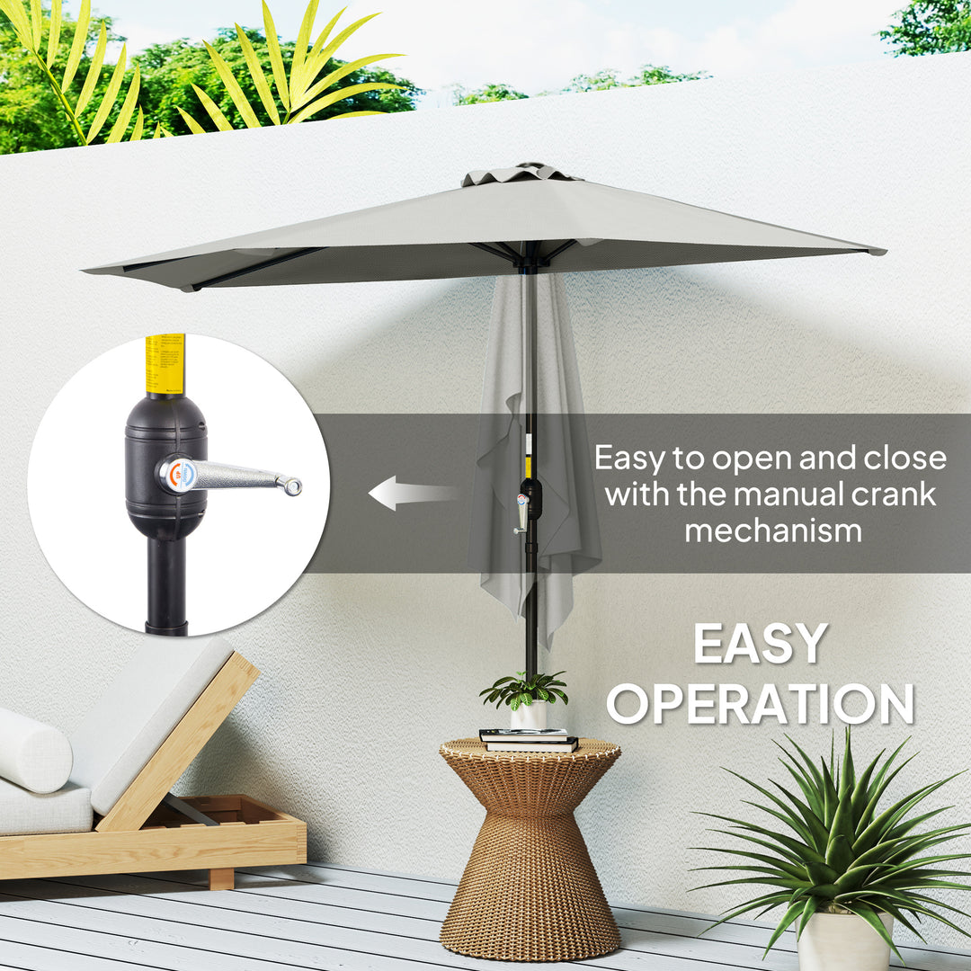 Half Round Parasol Umbrella - Light Grey
