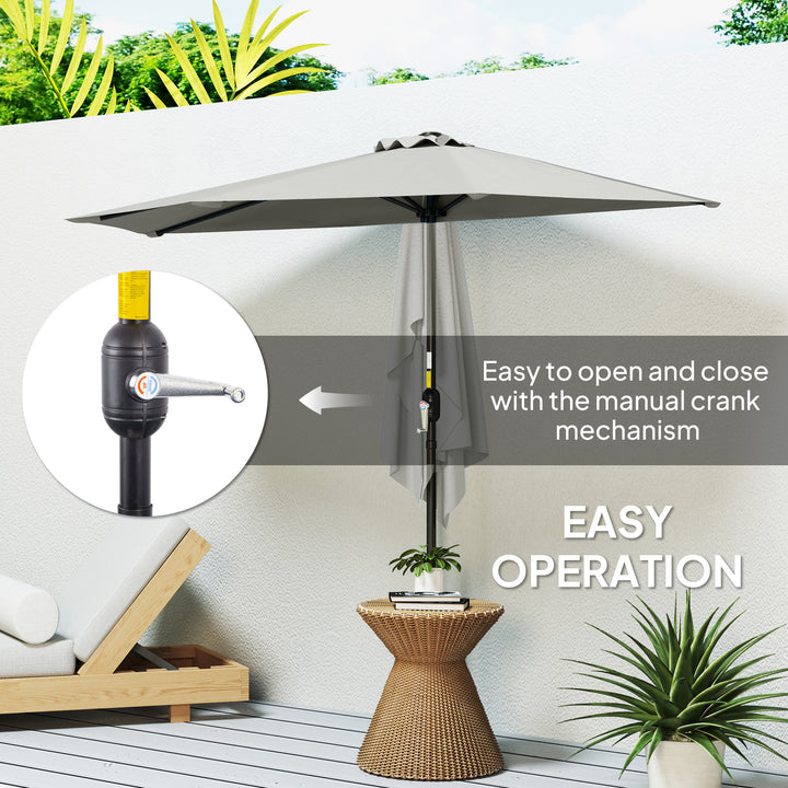 Half Round Parasol Umbrella - Light Grey