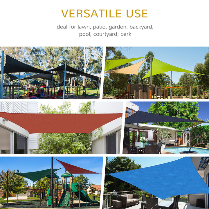 4x4x4m Triangle Sun Shade Sail, Outdoor UV Protection HDPE Canopy, Patio Deck Shelter with Steel Rings and Ropes, Grey