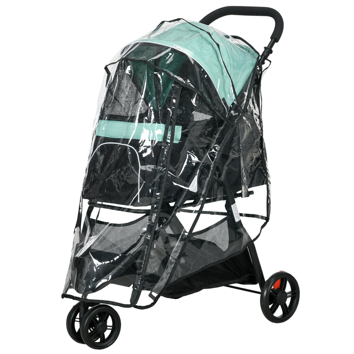 PawHut Lightweight Foldable Pet Stroller with Protective Rain Cover for Extra Small and Small Dogs, Vibrant Green | Aosom UK