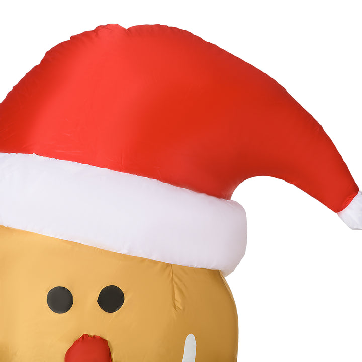 6ft Christmas Inflatable Gingerbread Man & Santa Hat Safe Outdoor Decoration w/ LED Lights Accessories