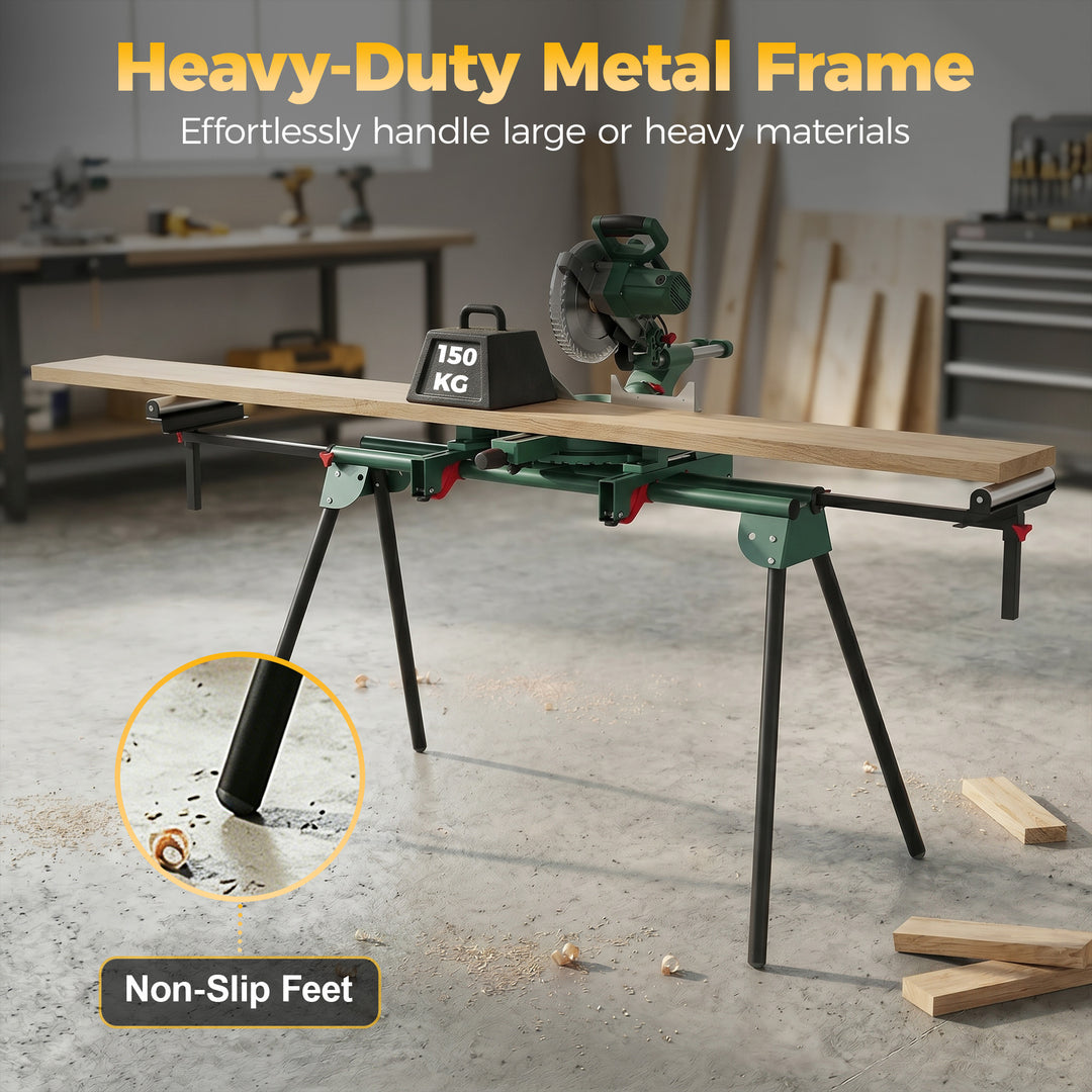 Universal Mitre Saw Stand with Adjustable Rollers and Support Arms, Po