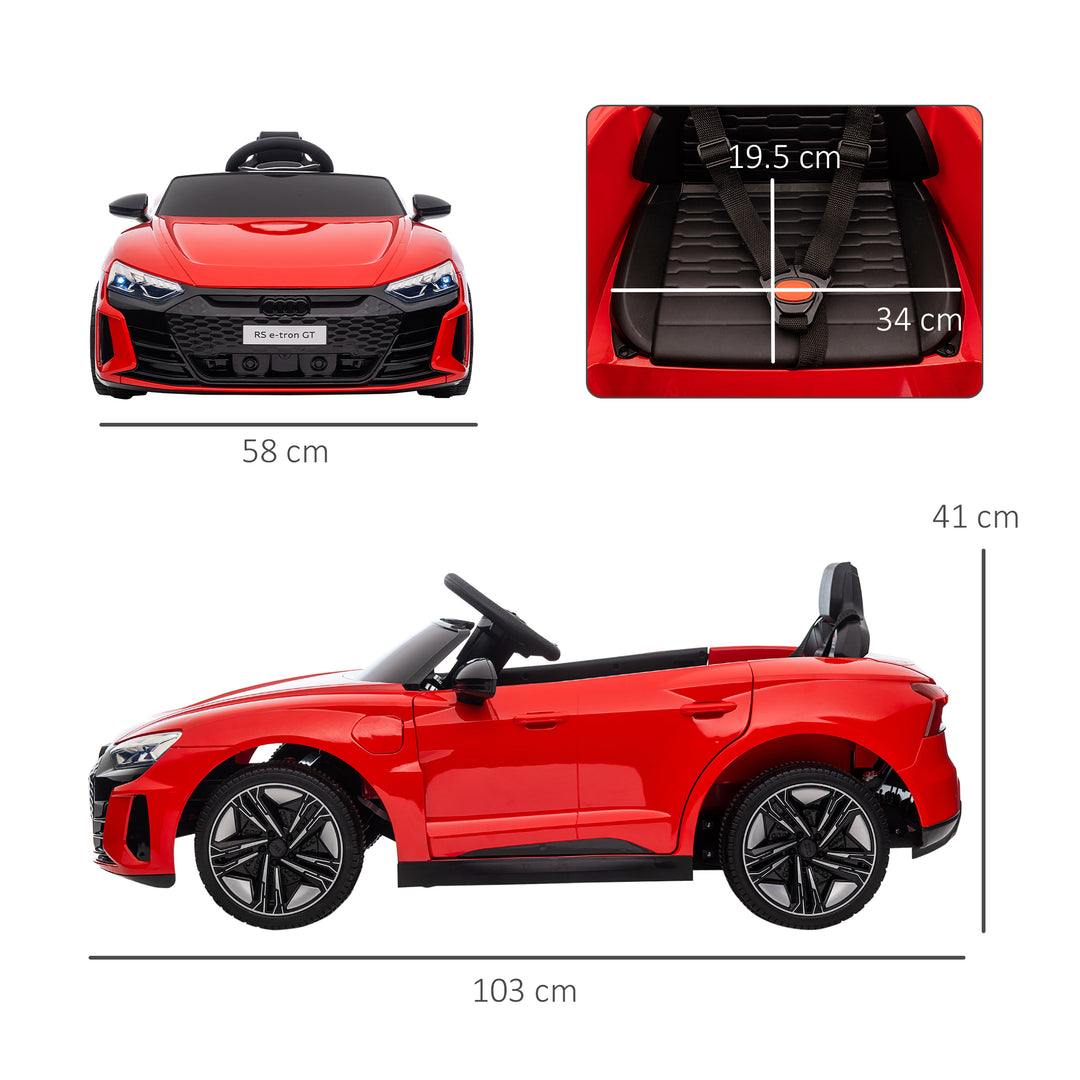 Kids Electric Ride On Car HOMCOM Audi Licensed 12V Electric Car, with Remote Control, Suspension System, Lights, Music, Motor - Red | Aosom UK