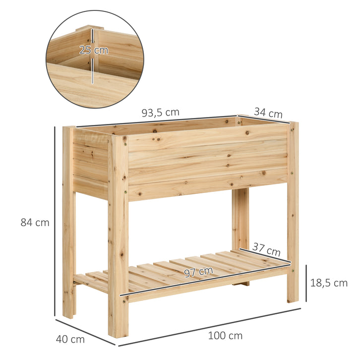 Wooden Raised Plant Stand Outdoor Flower Bed Box with Clapboard 100 x 40 x 84cm