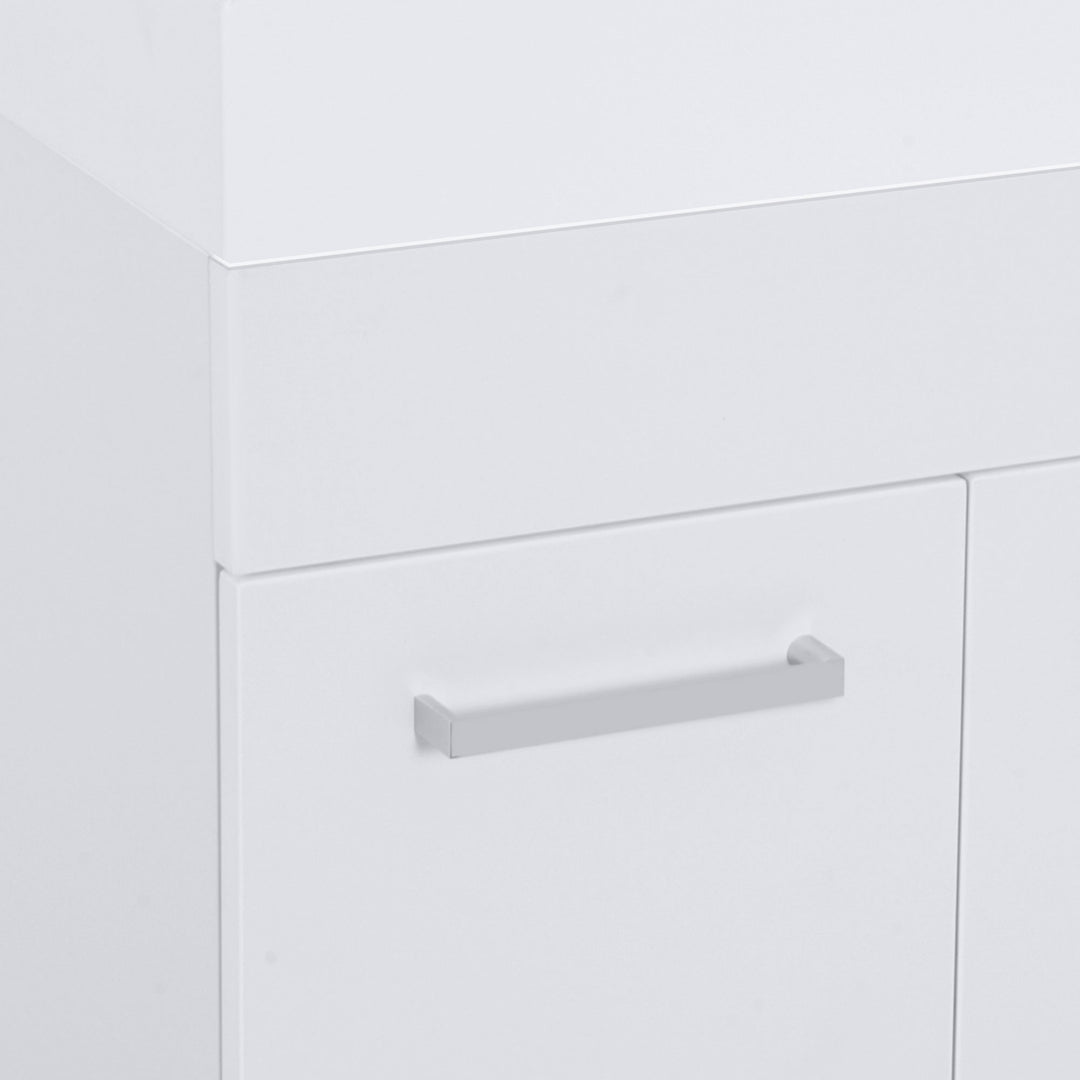 Kleankin Freestanding Vanity Unit, 500mm Under Sink Bathroom Cabinet with Ceramic Basin and Storage, Home Furniture, White | Aosom UK