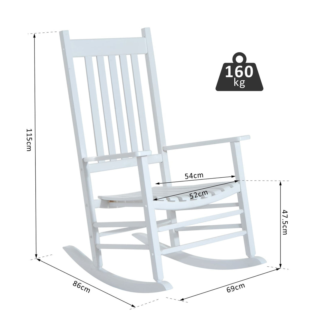 Outdoor Porch Rocking Chair Armchair Wooden Patio Rocker Balcony Deck Garden Seat White