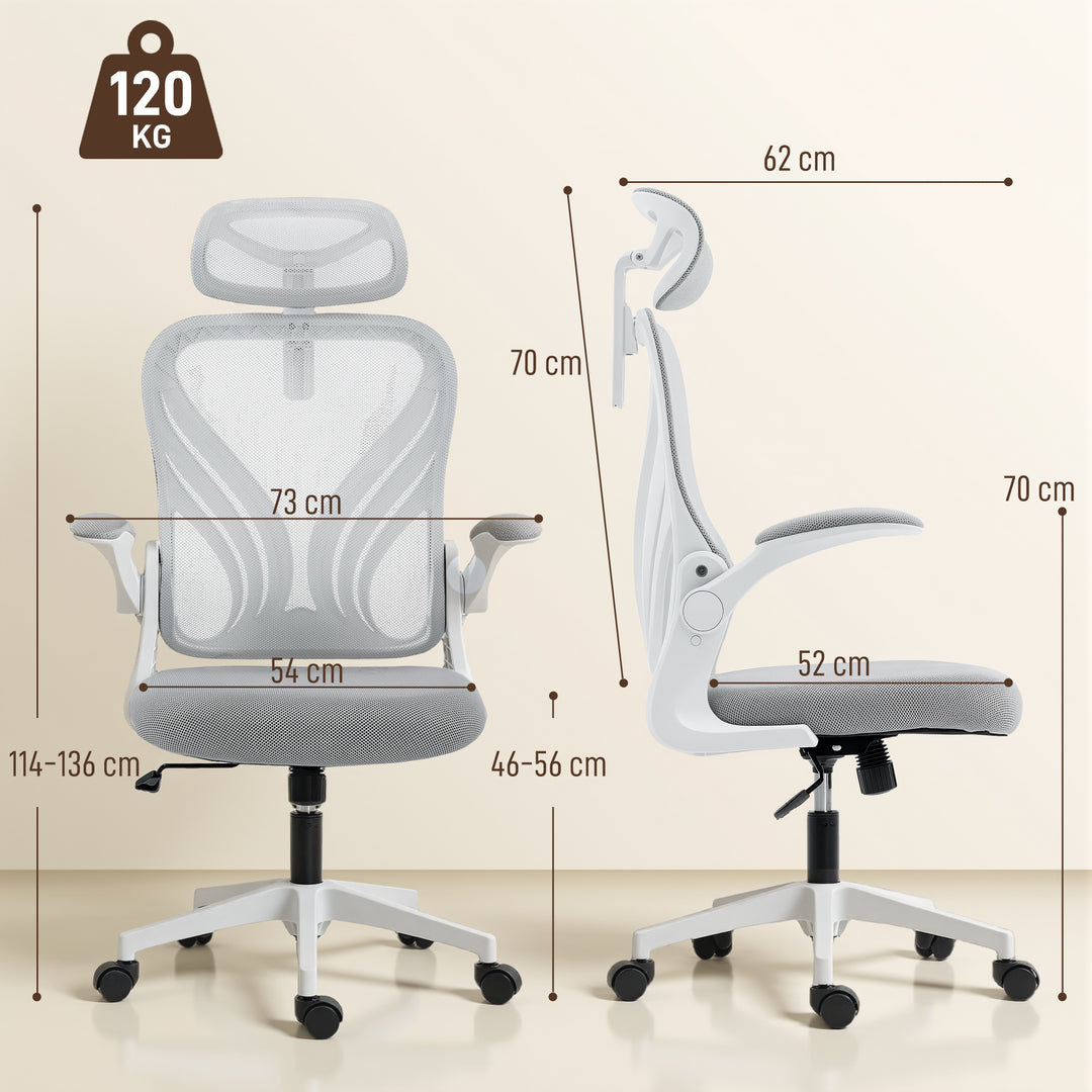 Ergonomic Office Chair with Foldable Backrest, 2D Headrest