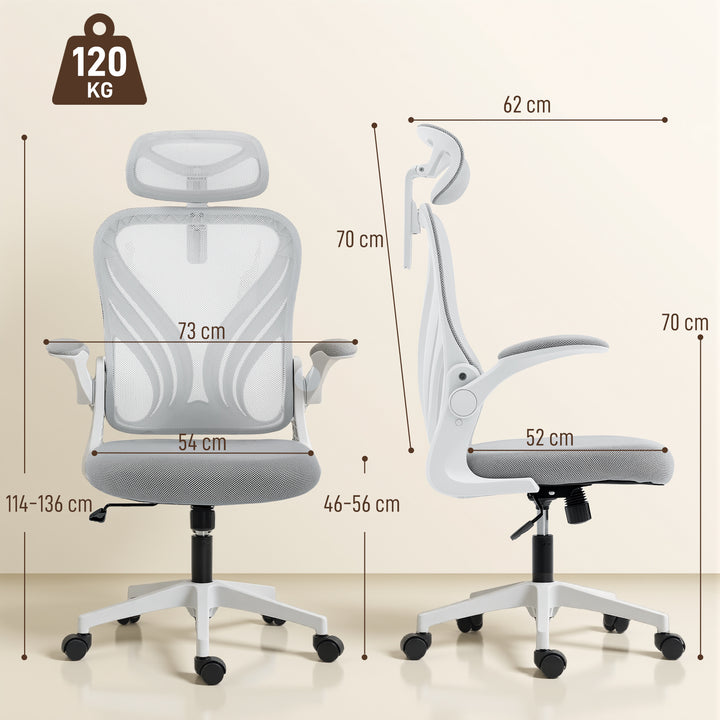 Ergonomic Office Chair with Foldable Backrest, 2D Headrest