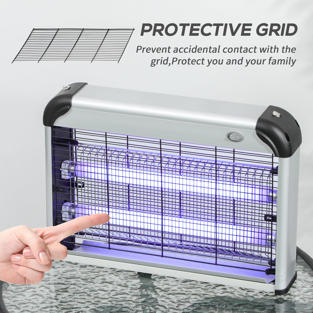 Electric Fly Zapper, 20W Electric Fly Killer, Wall Hanging Bug Zapper Indoor & Outdoor Attracting Insect Mosquito Killer, Silver Tone