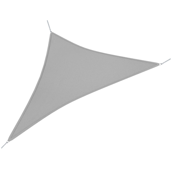 4x4x4m Triangle Sun Shade Sail, Outdoor UV Protection HDPE Canopy, Patio Deck Shelter with Steel Rings and Ropes, Grey