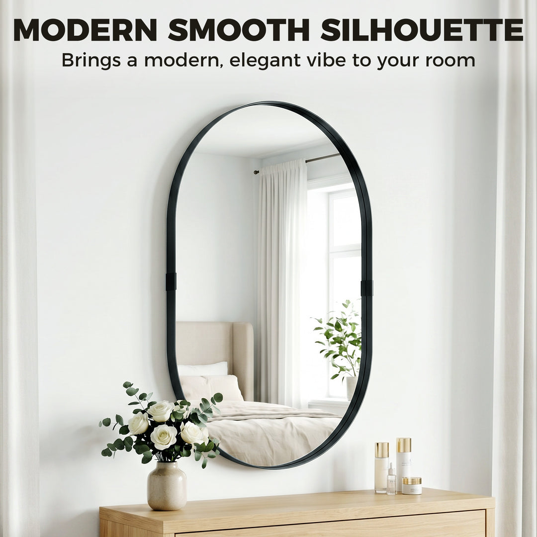 Wall Mirror, Bathroom Mirror with Elevated Aluminium Alloy Frame, 60 x