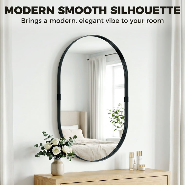 Wall Mirror, Bathroom Mirror with Elevated Aluminium Alloy Frame, 60 x