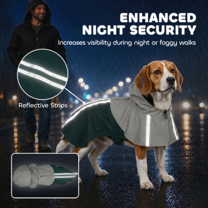 Dog Raincoat with Hood, Waterproof &amp; Breathable Rain Jacket with Leash