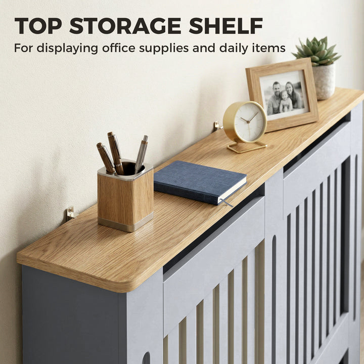 Slatted Radiator Cover, Painted Cabinet with Line Grill Design, 152L ×