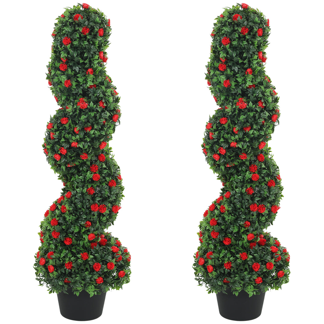 Decorative Artificial Plants Set of 2, UV Resistant Fake Plants in Pot