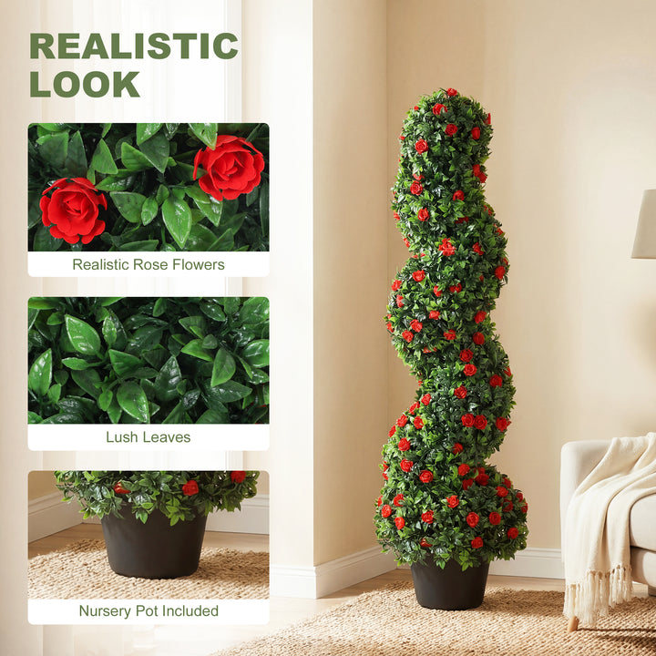 Decorative Artificial Plants Set of 2, UV Resistant Fake Plants in Pot