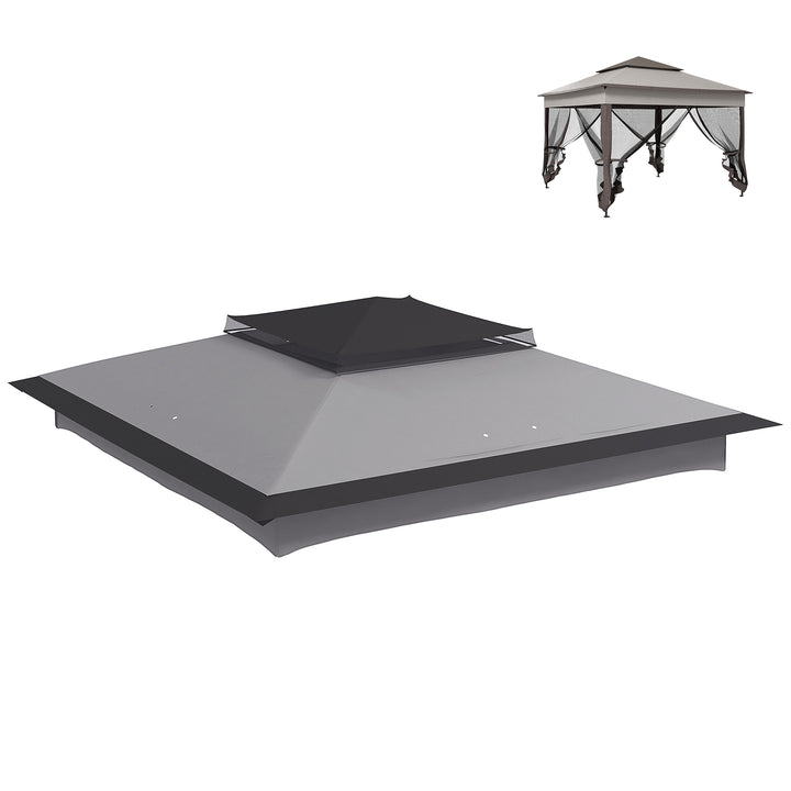 Outsunny Pop Up Gazebo Replacement Canopy, 2-Tier Roof for 3.25m x 3.25m Frame, UV30+ Protection, Grey