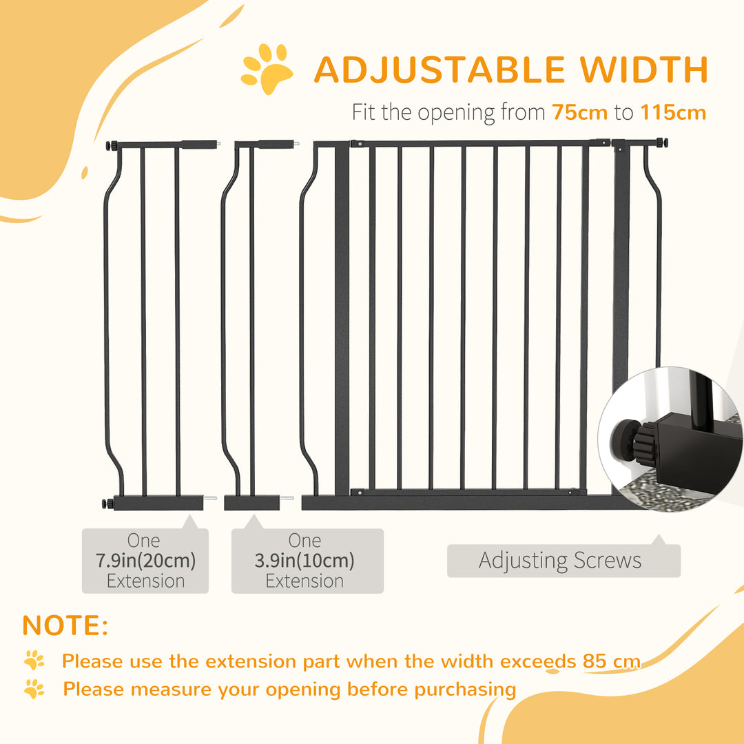 PawHut Adjustable Dog Gate with Door, Pressure Mounted Pet Barrier for Doorways, 75