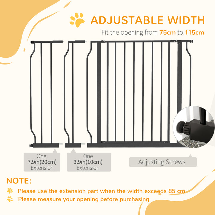 PawHut Adjustable Dog Gate with Door, Pressure Mounted Pet Barrier for Doorways, 75