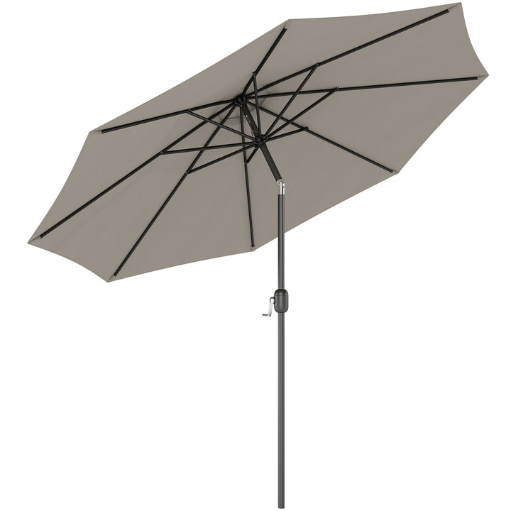 MCL 3(m) Tilting Parasol Garden Umbrellas, Outdoor Sun Shade with 8 Ribs, Tilt and Crank Handle for Balcony, Bench, Garden, Light Grey