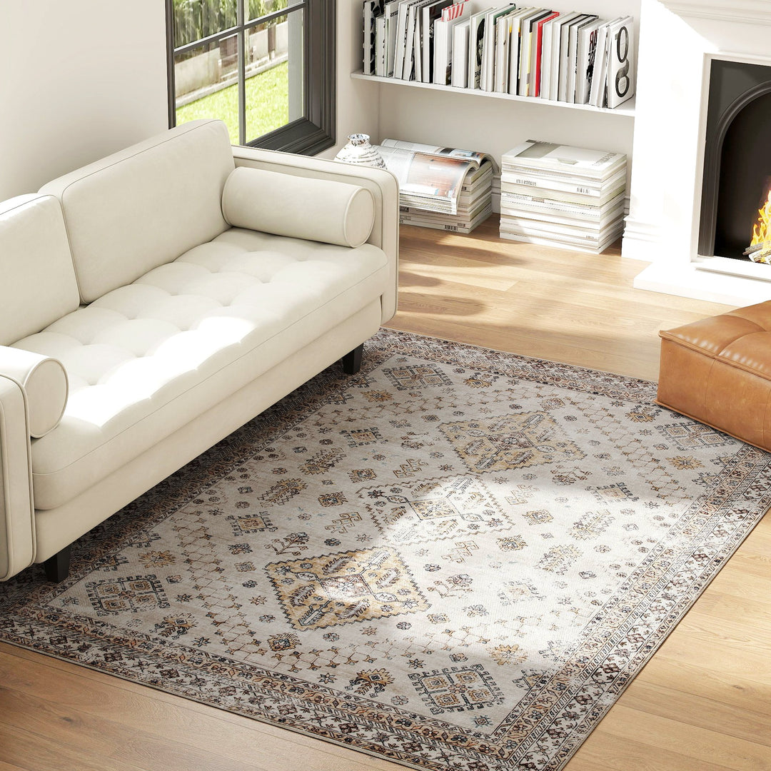 Vintage Area Rug, Non-Slip Washable Rug, Flannel Floor Carpet for Livi