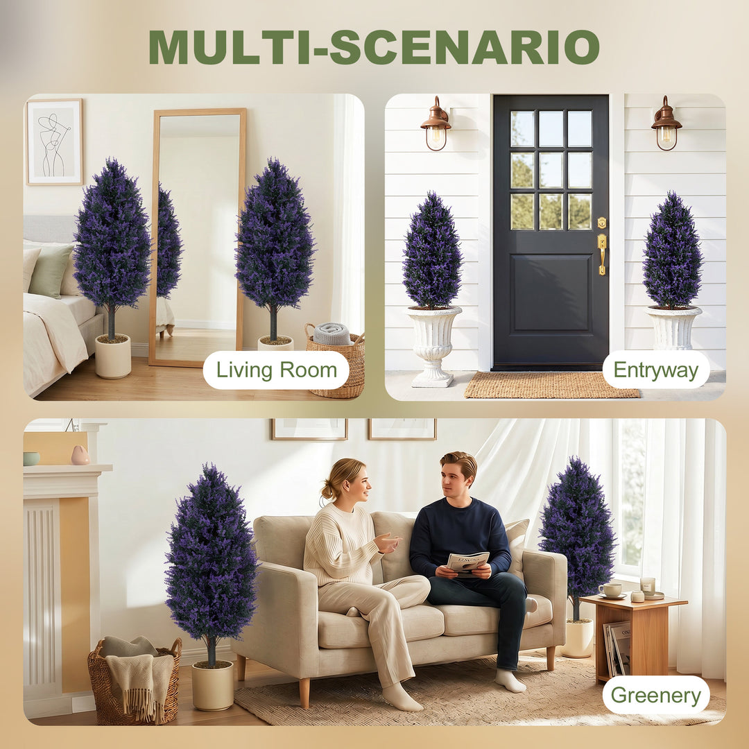 Set of 2 Artificial Lavender Flowers, Indoor Outdoor Fake Plants with 