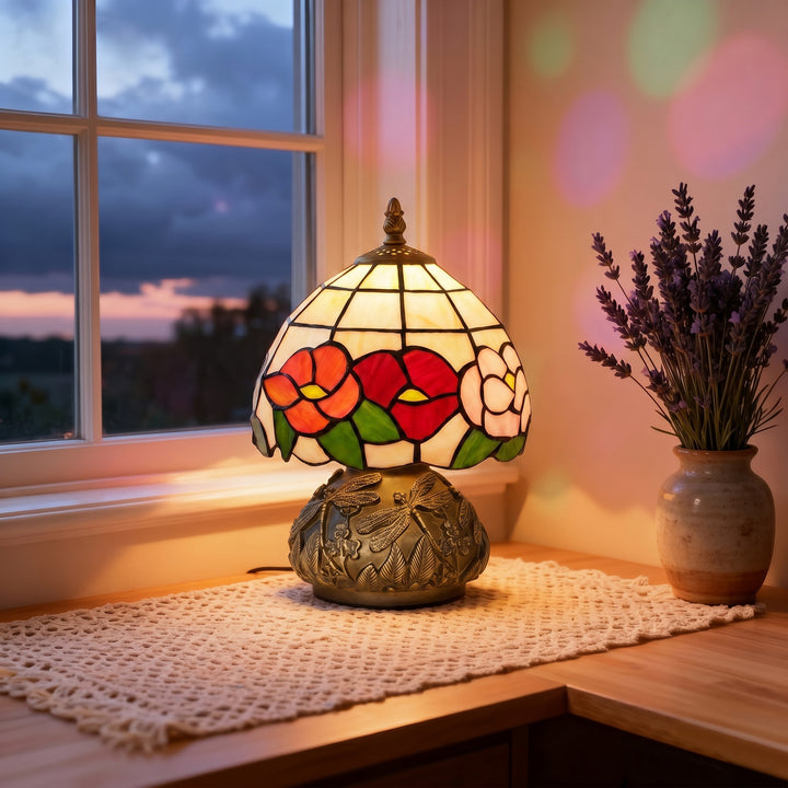 Handcrafted Classic Stained Glass Bedside Lamp, Tiffany-Style Table La