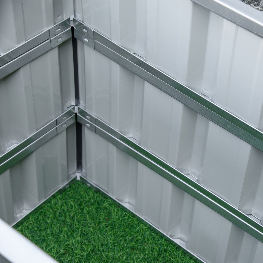 MCL 3 Tier Raised Garden Bed, Metal Elevated Planer Box Kit Flower Pot w/ A Pairs of Glove for Garden, Patio to Grow Vegetables, Herbs, Flowers, 118 x 118 x 62 cm, Grey