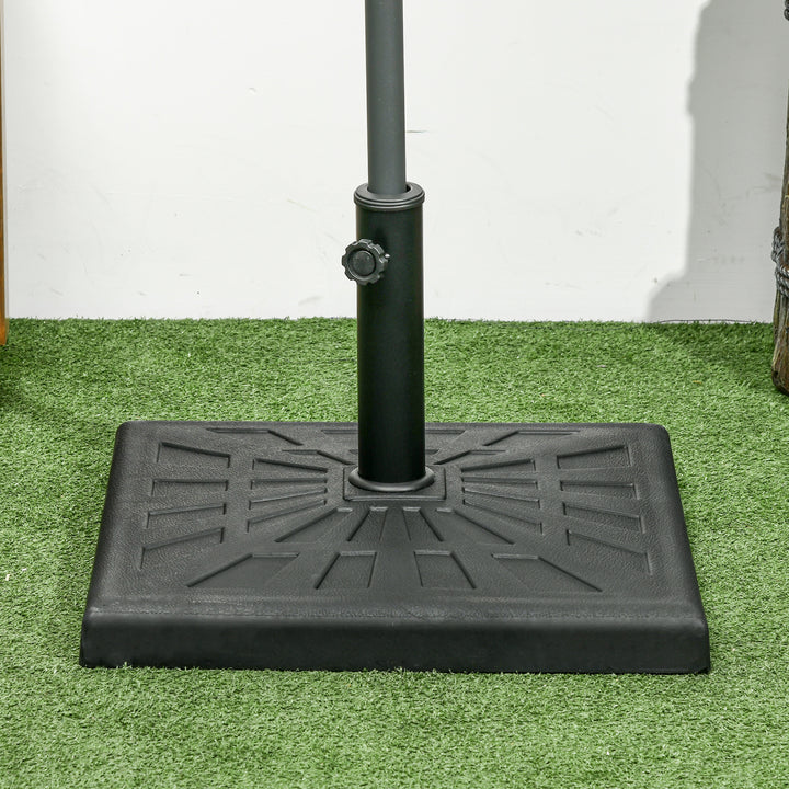 19kg Resin Garden Parasol Base Holder, Square Outdoor Market Umbrella Stand Weight for Poles of Φ32mm, Φ38mm, and Φ48mm, Black