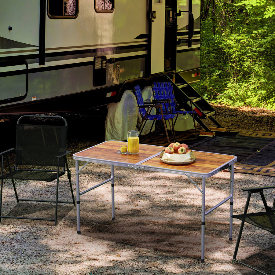 3ft Folding Camping Table Height Adjustable Aluminium Outdoor Garden Party Picnic BBQ Trestle Table Field Kitchen
