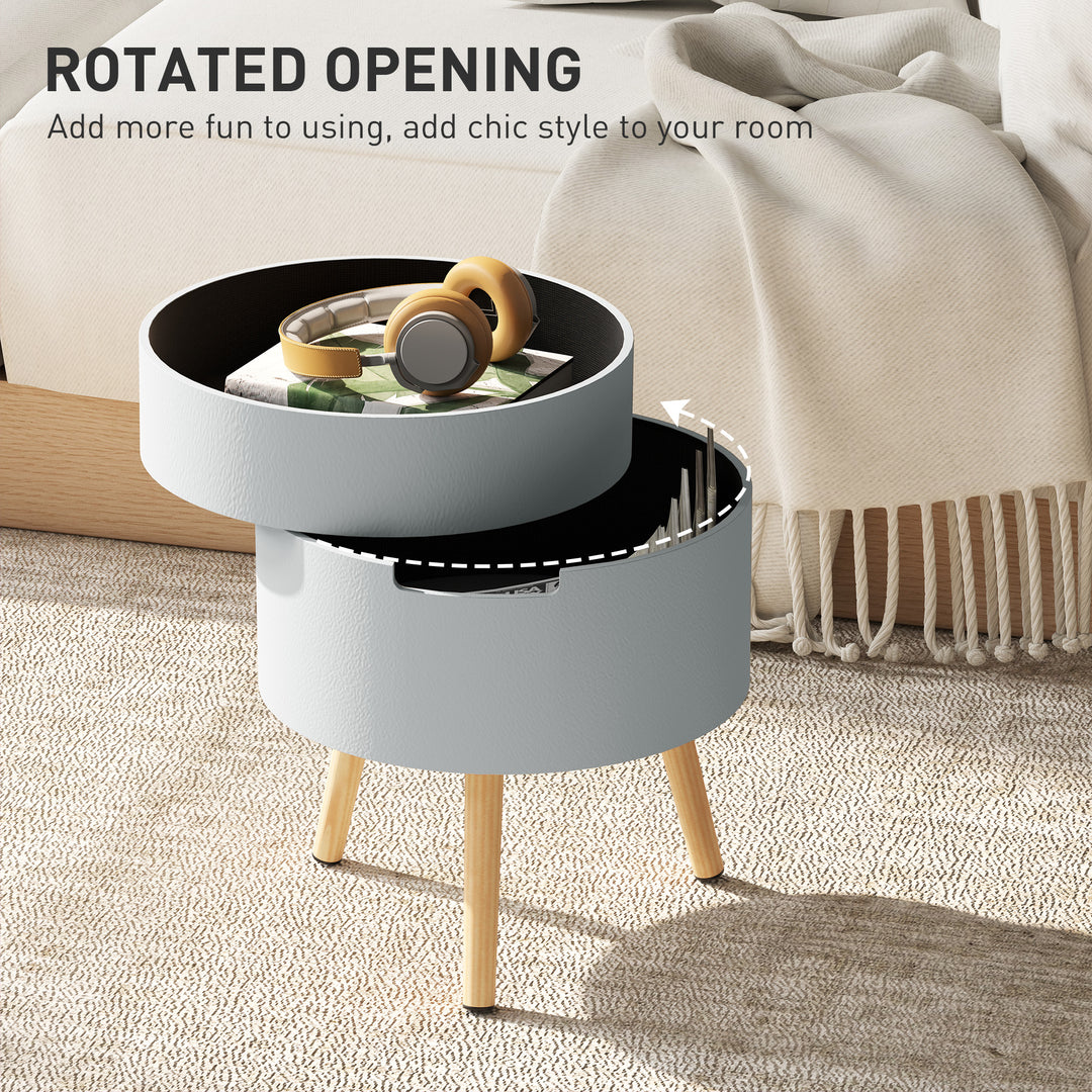 3-Tier Coffee Table, Round End Table with 2 Hidden Compartments and Detachable Tray, Side Table with Storage for Living Room, Grey