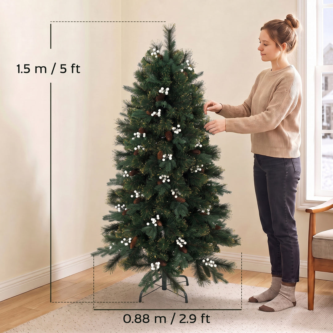 5ft Artificial Christmas Tree, Fir Hinged Xmas Tree with 490 Branch - view 3