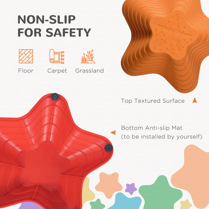 MCL Balance Stepping Stones Kids, 6-Piece Starfish Style Non-slip Obstacle Course, Stackable Balance Blocks, Garden Sensory Toys for Toddler 3-8 Years, Indoor Outdoor, Multicoloured