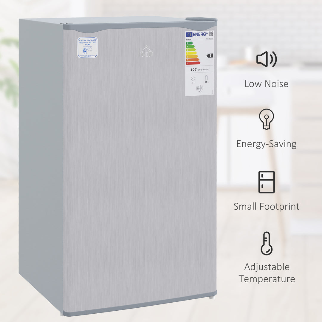 91 Litre Freestanding Under Counter Fridge Freezer, Small Fridge with Chiller Box, Adjustable Thermostat, 47.5cm Wide, Grey