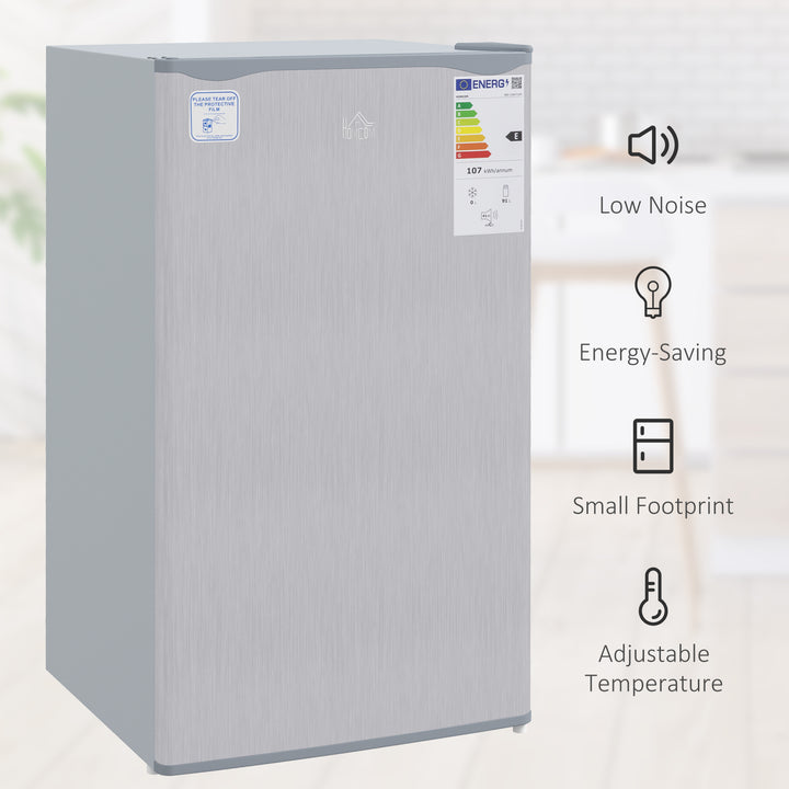 91 Litre Freestanding Under Counter Fridge Freezer, Small Fridge with Chiller Box, Adjustable Thermostat, 47.5cm Wide, Grey