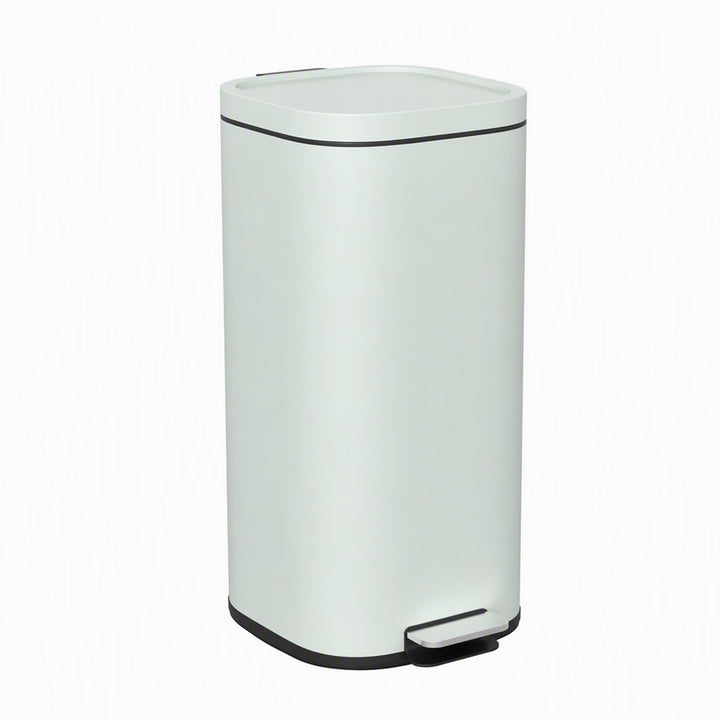 30L Kitchen Bin, Compact Pedal Bin with Soft-Close and Stay-Open Lid, 