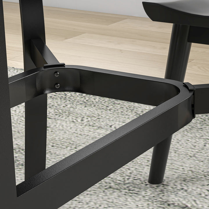 Rectangle Garden Dining Table with Parasol Hole, Patio Table with Steel Frame and Slat Tabletop, 150cm x 90cm, Black
