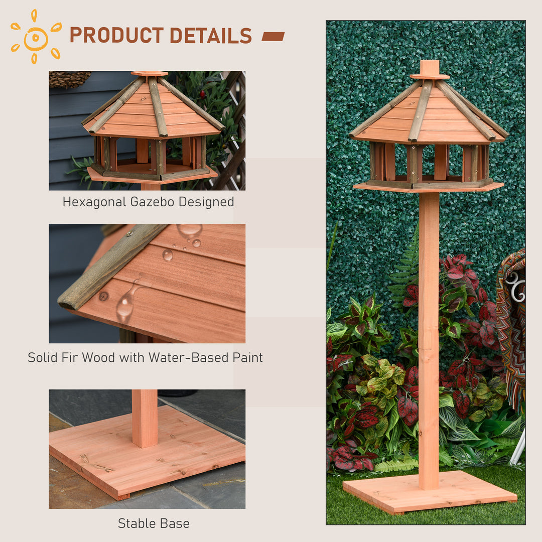 MCL 130cm Wooden Bird Table, Feeding Station with Roof for Outdoor, Brown
