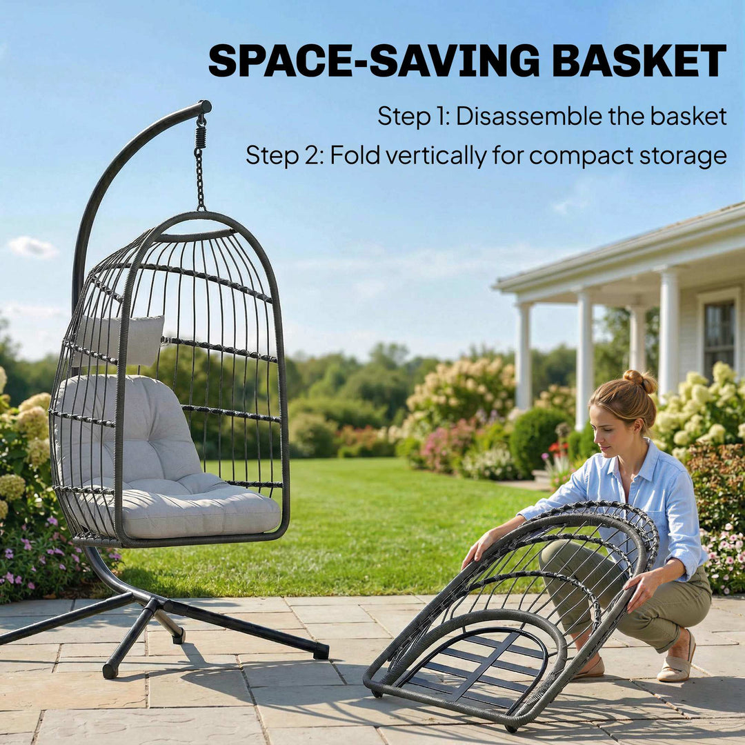 Hanging Egg Chair, Indoor Outdoor Hammock Swing Chair with Stand, Safe