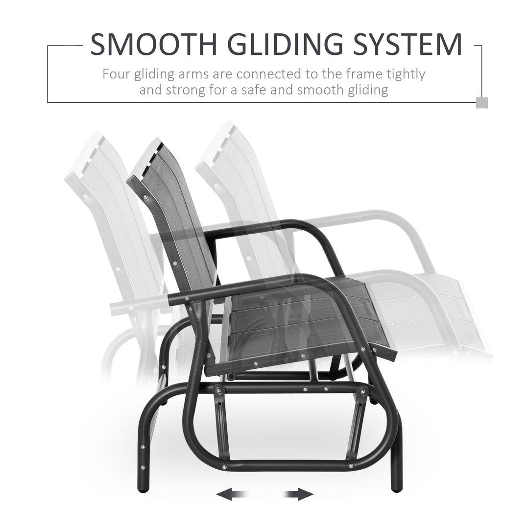 3-Seat Glider Rocking Chair for 3 People Garden Bench Patio Furniture Metal Frame, Grey
