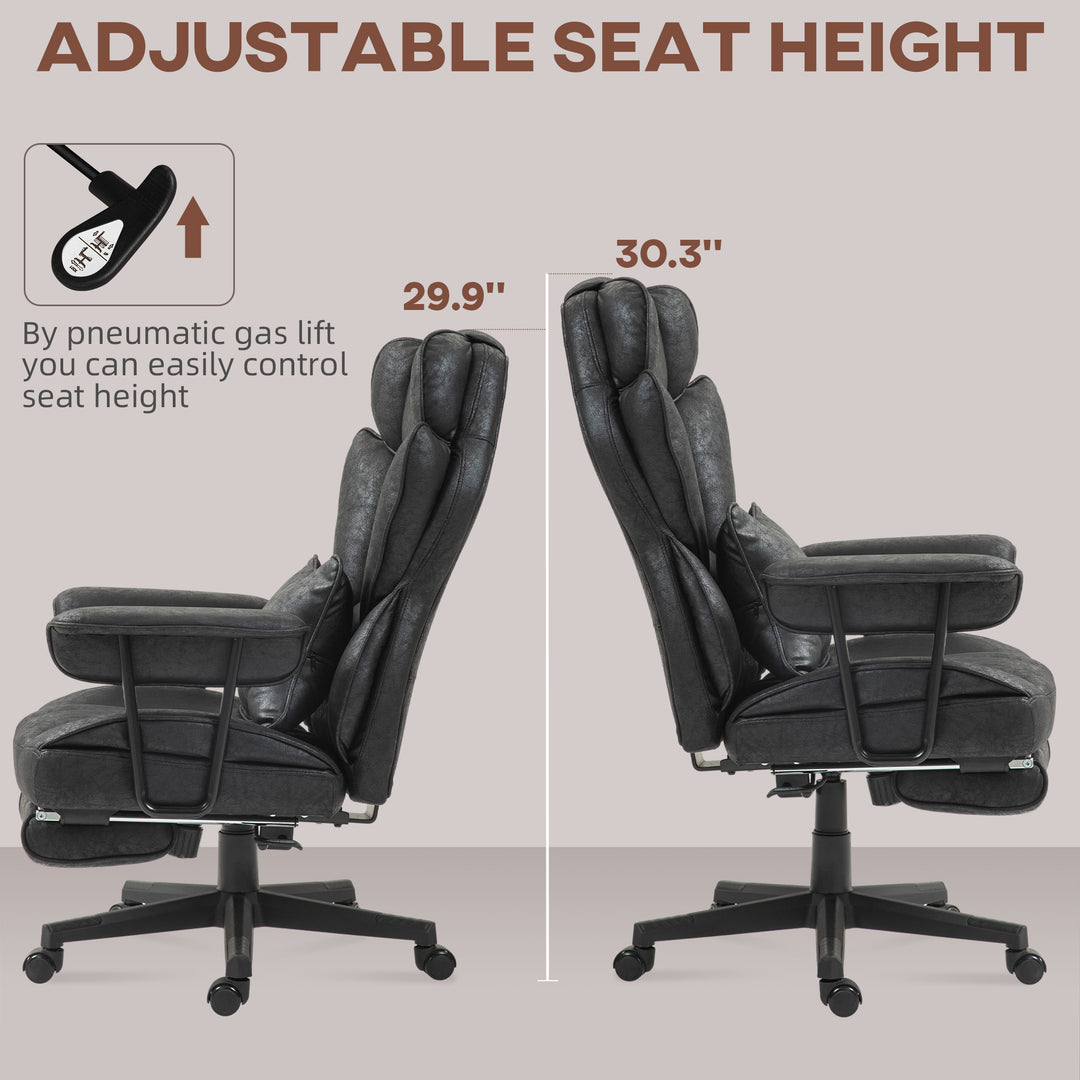 Office Chair with 6 Point Massage and Heat, Ergonomic Desk Chair with Foot Rest, Lumbar Support, Reclining Function and Wide Seat, Height-Adjustable High Back Swivel Rolling for Home, Black