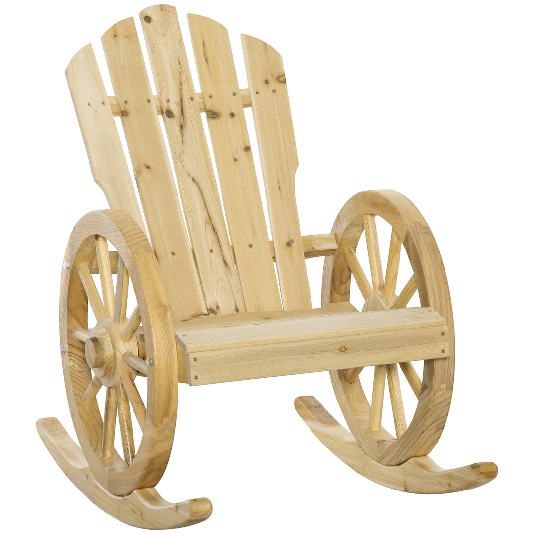 Wooden Adirondack Rocking Chair Reclining Armchair Outdoor Garden Furniture Patio Porch Rocker - Natural