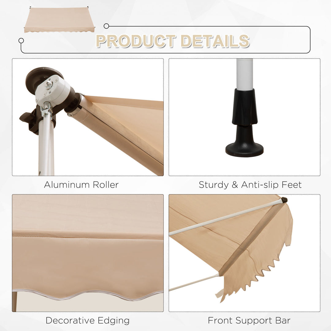3x1.5m Adjustable Outdoor Aluminium Frame Awning Beige