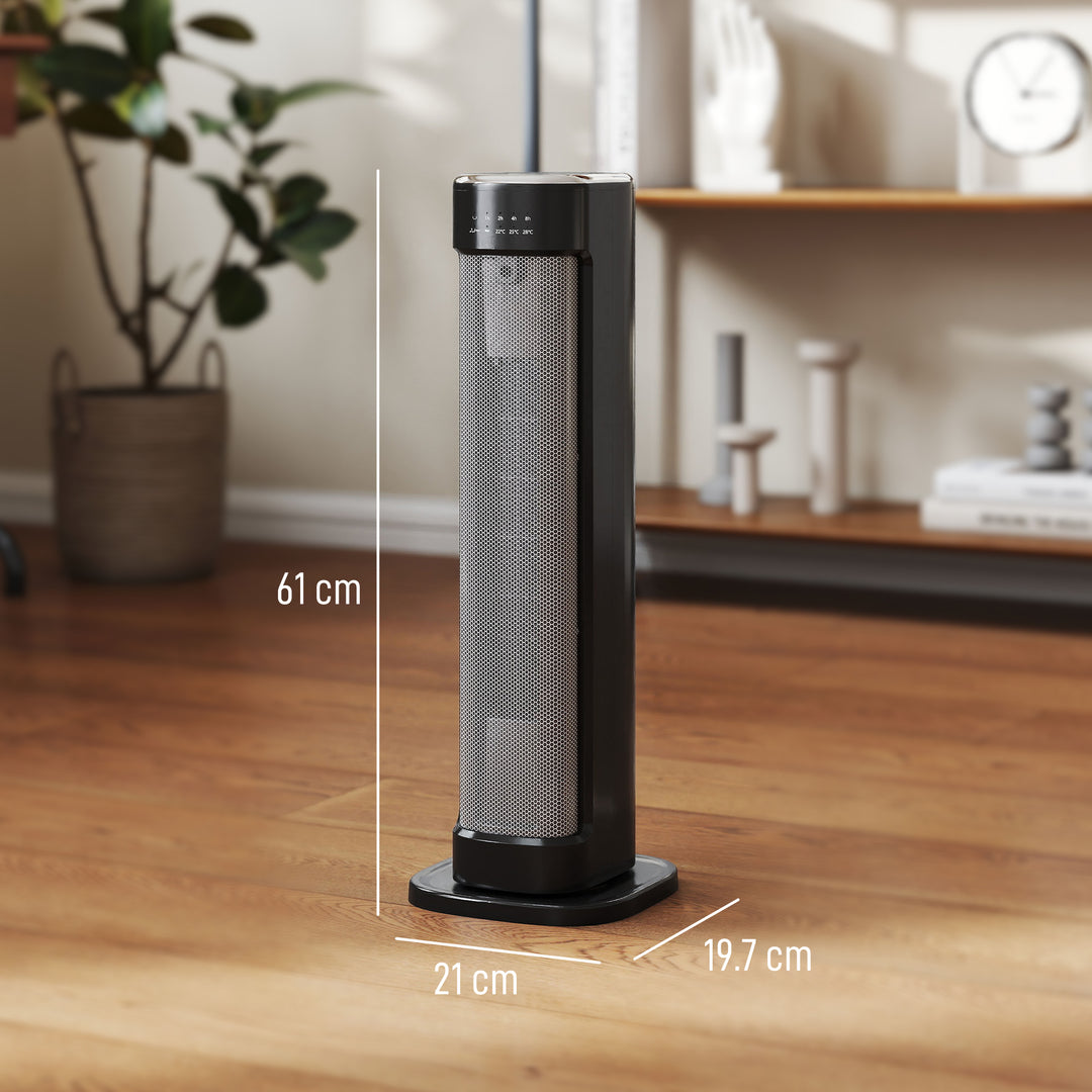 MCL 2000W Ceramic Electric Heater with 3 Heat Settings, Timer - Black