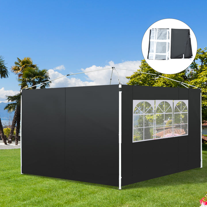 3 Meters Gazebo Replaceable Exchangeable Side Panel Wall Panels Walls With Window, Black